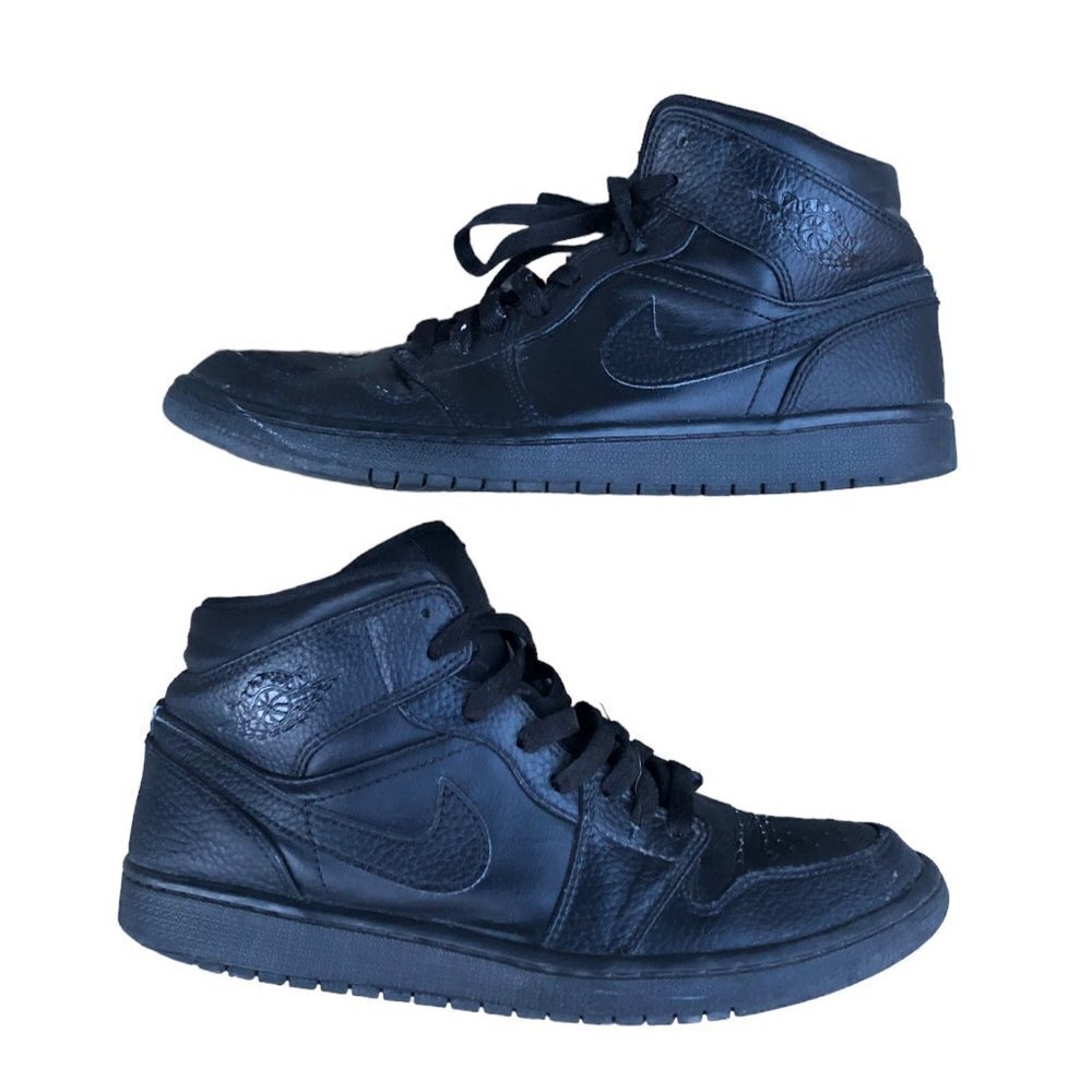 2019 Nike Air Jordan 1 Jordan 1 Mid Triple Black Size 8.5